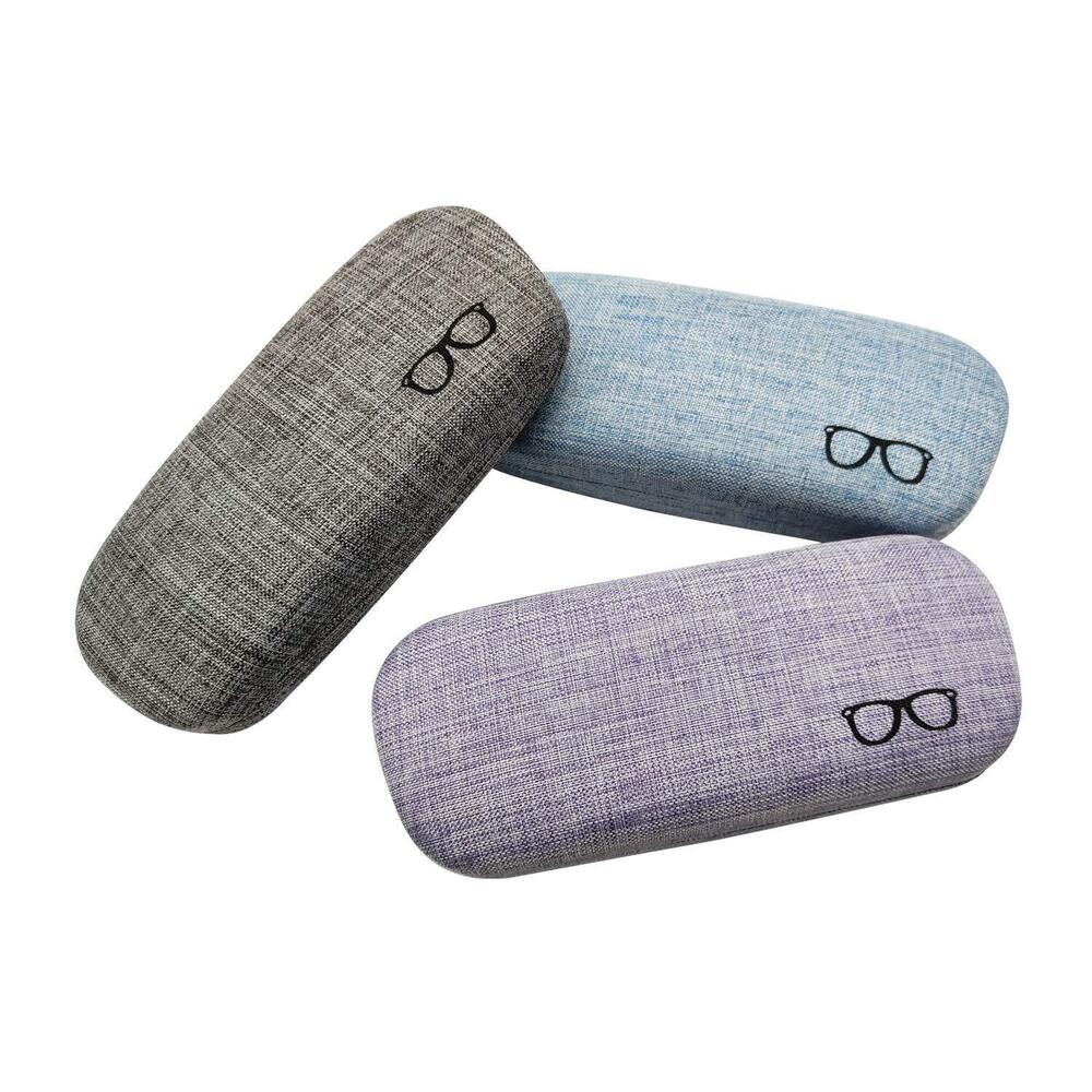 8443 3Pack Hard Shell Eyeglasses Case Protector Linen Fabrics Large Glasses